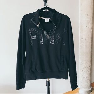 VS PINK Quarter Zip Sweatshirt. Black. Medium.